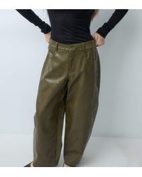 ASOS - Petite Tailored Faux Leather Barrel Trousers - Lyst