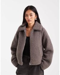 Threadbare - – kurze jacke aus teddystoff - Lyst