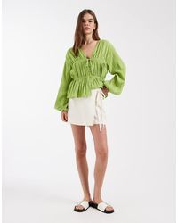 ASOS - Tie Side Wrap Over Linen Skort - Lyst