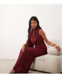 ASOS - Asos Design Petite One Sleeve Maxi Dress With Pleat Waist Detail - Lyst