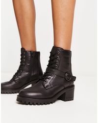 London Rebel - Heeled Lace Up Boot - Lyst