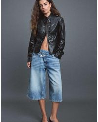 Stradivarius - Leather Effect Blazer With Engraved Buttons - Lyst