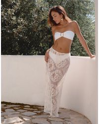 4th & Reckless - X Luana Barron Rose Crochet Maxi Beach Skirt - Lyst