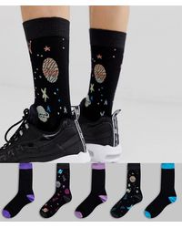 ASOS 5 Pack Ankle Socks With Ombre Space Design Save - Black