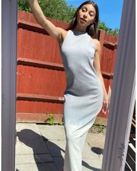 high neck green maxi dress