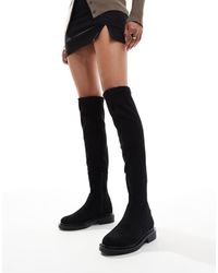 Asos Design Wide Fit - Kaylee Smart Flat Over The Knee Boots - Lyst