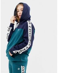 Converse Hoodie Met Bies In Kleurvlakken - Groen