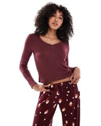Loungeable - Henley Top And Printed Pants Pajama Set - Lyst