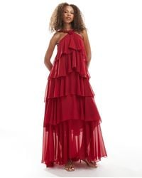 Vero Moda - Felicia Halter Neck Tie Maxi Dress With Corsage Detail - Lyst