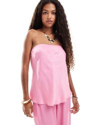 ASOS - Top De Corte Trapecio Alargado Con Escote Palabra De Honor De Satén De (Parte De Un Conjunto) - Lyst