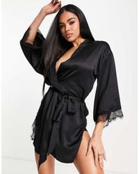 Ann Summers - Cherryann Lace Trim Satin Robe - Lyst