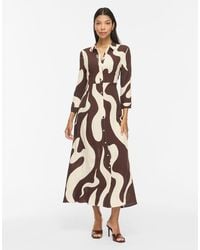 Vila - Vestito Camicia Color Coffee Bean - Lyst