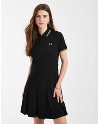 Fred Perry - Tipped Logo Pleated Tennis Midi Dress - Lyst