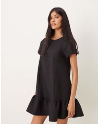 ASOS - Crew Neck Smock Mini Dress With Dropped Waist - Lyst