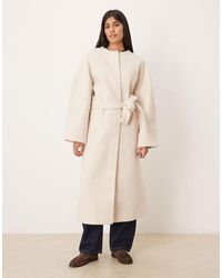 ASOS - – kragenloser, eleganter longline-mantel aus bouclé - Lyst