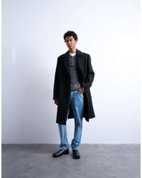TOPMAN - Double Breasted Wool Blend Overcoat - Lyst