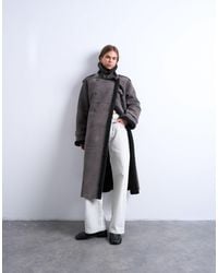 TOPSHOP - Longline Funnel Aviator Shearling - Lyst