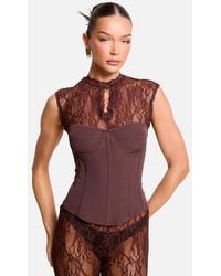 Public Desire - Short Sleeve Sheer Floral Lace Co Ord Top - Lyst