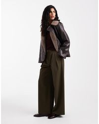 Vero Moda - Abrigo Marrón Chocolate De Cuero Sintético Con Solapas De Borreguito De - Lyst