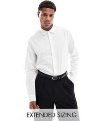 ASOS - Wedding Smart Linen Regular Fit Shirt With Penny Collar - Lyst