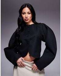 ASOS - Herringbone Cocoon Sleeve Cropped Blazer - Lyst