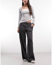 Monki - Elegante Broek Met Wijde Pijpen En Hoge Taille - Lyst