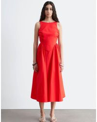 & Other Stories - Rich Cotton Volume Waist Hem Midi Dress - Lyst