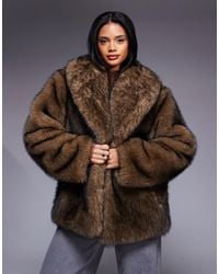 Aria Cove - Faux Fur Oversized Collar Wide Sleeve Jacket - Lyst