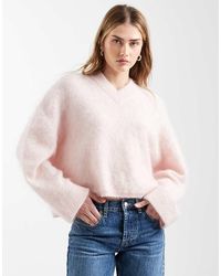 ASOS - Premium Mohair Wide Sleeve Jumper With V Neck - Lyst