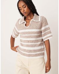 ASOS - Short Sleeve Frill Detail Knitted Polo - Lyst