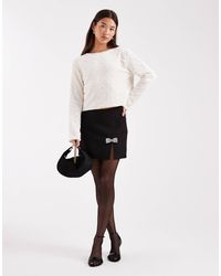 ONLY - Rhinestone Bow Detail Mini Skirt - Lyst