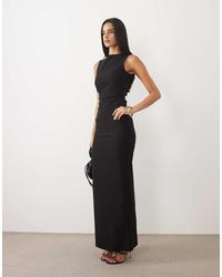 Vesper - Cowl Back High Neck Bengaline Maxi Dress - Lyst
