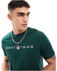 GANT - 1949 - t-shirt scuro con stampa del logo e stemma - Lyst