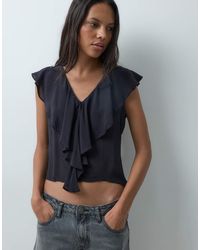 Mango - Teen V-Neck Frill Detail Sleeveless Top - Lyst
