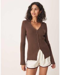 ASOS - Rib V Neck Collared Cardigan - Lyst