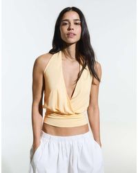 Bershka - Crossover Ruched Cummerbund Top - Lyst