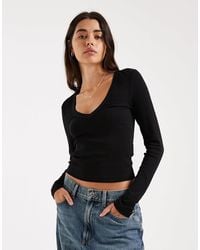 ONLY - V Neck Long Sleeve Boxy Top - Lyst