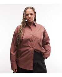 ASOS - Asos Design Curve Classic Cotton Shirt In Chocolate - Lyst