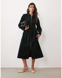 Nobody's Child - Kai Cord Spread Collar Zip Down Belted Midi Dress - Lyst