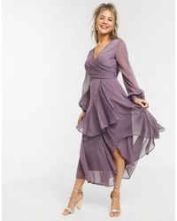 ASOS Midi-jurk Met Overslag - Paars