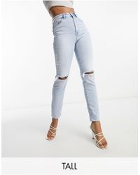 Stradivarius - Tall Slim Mom Jean With Stretch And Rip - Lyst