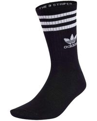adidas Originals - Confezione Da 6 Paia Di Calzini Neri Con 3 Righe E Bordino - Lyst