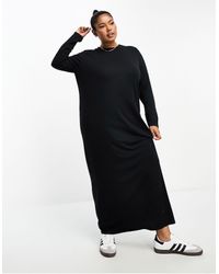 ASOS - Asos Design Curve Long Sleeve Maxi T-shirt Dress - Lyst