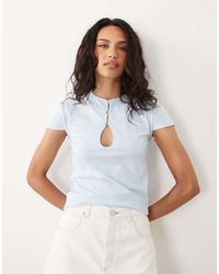 ASOS - Buttoned Keyhole Detail Top With Cap Sleeves - Lyst