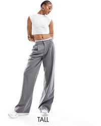 Stradivarius - Tall Tailored Wide Leg Trouser With Boxer Waistband - Lyst
