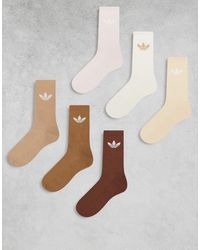 adidas Originals - Adicolor Trefoil 6 Pack Crew Socks - Lyst
