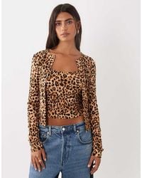 Miss Selfridge - Ribbed Cardigan And Cami Set - Lyst