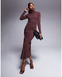 ASOS - – geripptes midaxi-kleid - Lyst