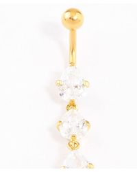 Lovisa - Plated Titanium Cubic Zirconia Drop Belly Ring - Lyst