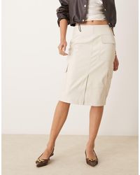 ASOS - Leather Look Pocketed Midi Skirt - Lyst